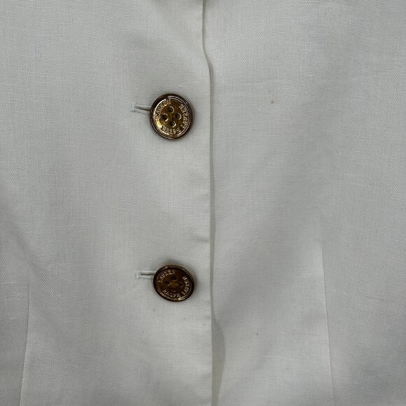 LAUREN RALPH LAUREN White 100% Linen Half Sleeve Cropped Blazer Jacket Size 8 - Picture 6 of 8